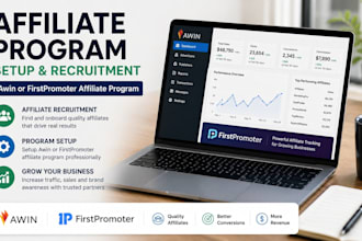 recruit affiliates and setup awin or firstpromoter affiliate program