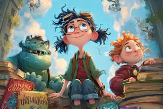 create a professional children book cover illustration