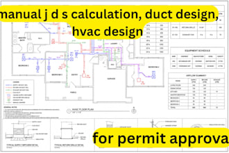 provide manual j d s calculation, duct design, hvac design for permit approval