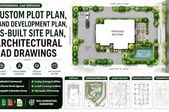 plot plan, land development plan, as built site plan, architectural cad drawings