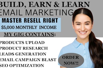 promote master resell right with email marketing, store setup for passive income