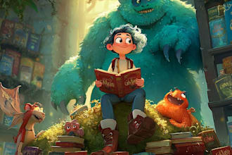 create a magical childrens book cover illustration