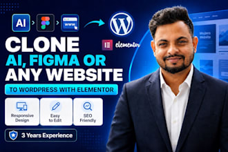 clone copy ai, figma or any website to wordpress using elementor