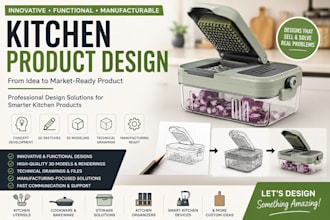 design innovative kitchen products with 2d sketches, 3d models and manufacturing