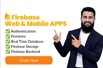 do firebase auth, studio, database, storage, backend integration in web apps
