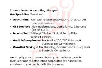 do expert bookkeeping in tallyprime and file gst and income tax returns