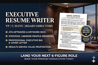 write ats executive resume cover letter linkedin bio for vp and c suite leaders