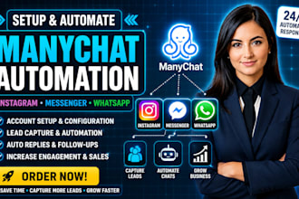 manychat setup instagram facebook whatsapp chatbot automation