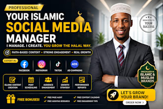 be your social media manager instagram, facebook, tiktok for islamic brands