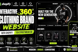 build interactive 360 clothing brand website with shopify y2k streetwear 3d