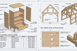 create millwork woodworking plan, furniture plans, cnc joinery cutlist plan