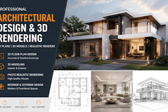 autocad 2d 3d floor plan dsgn, interior exterior dsgn, architecture 3d rendering