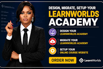 design, migrate, setup your learnworlds academy, online course website