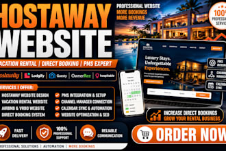 do hostaway website, vacation rental website, pms, airbnb direct booking website