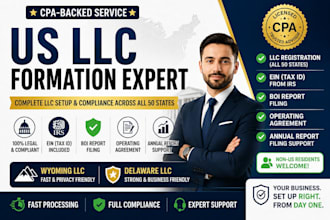 do US llc registration, llc formation, get ein, file annual report as a CPA