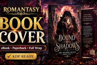design romantasy fantasy book cover for KDP ebook paperback full wrap