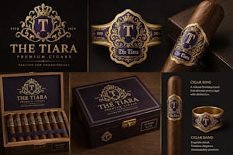 do premium modern cigar label, cigar logo, cigar band and cigar box design