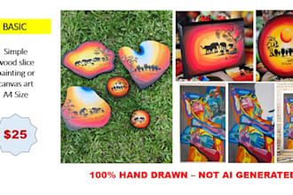 hand paint custom wood art, canvas painting and wall clock for you