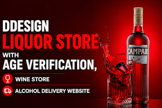design liquor store with age verification, wine store, alcohol delivery website