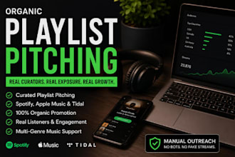 promote your music through curated playlist pitching and organic music promotion