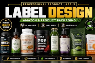design product label, supplement, cbd label and box