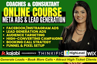 do facebook instragram ads for coaching course on kajabi thinkific squarespace
