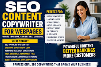 seo content copywriter for web pages, keyword research expert