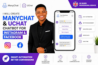 create manychat and uchat chatbot for instagram and facebook
