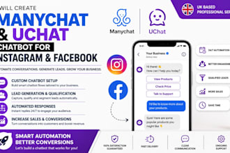 create manychat and uchat chatbot for instagram and facebook