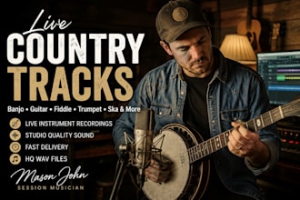 record authentic country banjo, guitar and fiddle tracks for your music genre