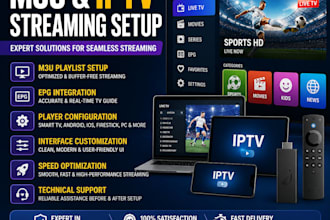 add your m3u playlists and epg for any streaming device