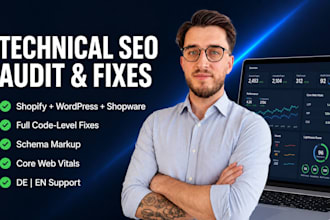 do shopify, wordpress, shopware SEO audit and implement fixes