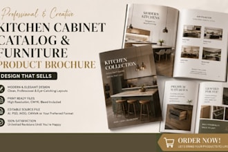 design a kitchen cabinet catalog and furniture product brochure