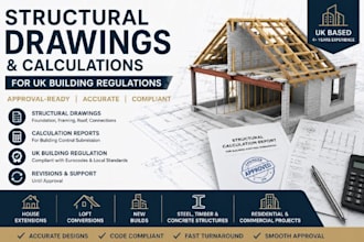do calculations for UK building regulations and structural drawings