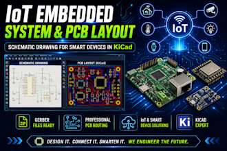 iot embedded system, schematic drawing and pcb layout for smart device in kicad