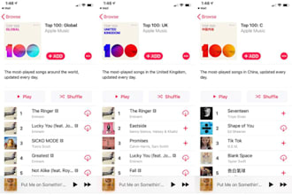 chart song on apple music chart top 100 global, US, UK, canada apple music chart