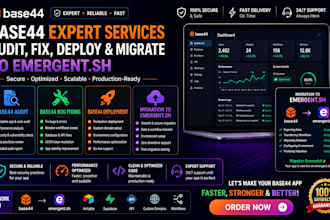 base44 audit base44 bug fixing base44 deployment base44 migration to emergent sh