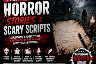 write horror stories, scary, terrifying scripts, creepy ghost story screenplay
