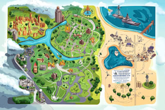 design vector maps, event maps, fantasy festival maps