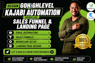 design gohighlevel kajabi email automation workflow salesfunnel and landing page