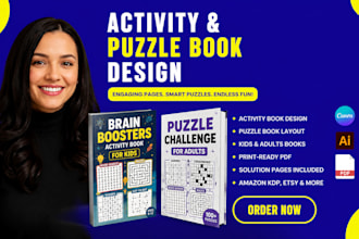 design word search puzzle book, activity book and cover for amazon KDP