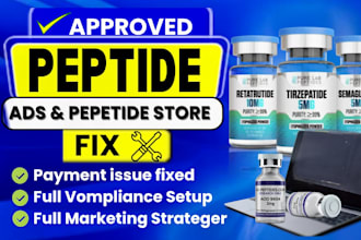 do peptide marketing, run approved peptide ads, fix peptide store payment issue