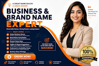 write a catchy brand name, company name, business name and slogan with tagline