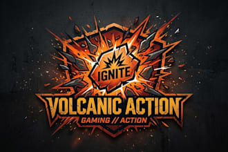 design a bold explosive impact logo for your gaming or action brand