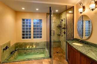 design custom spa bathroom interior design walk in shower realistic rendering