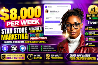 do stan store setup, stan store marketing, payhip promotion, beacons ai store