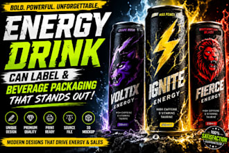 design bold energy drink can label and beverage packaging that stands out