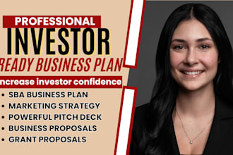 write business plan, sponsorship proposal, pitch deck, financial projection, sba