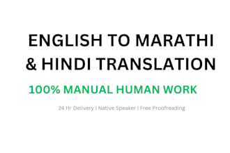 do manual english to marathi and hindi translation