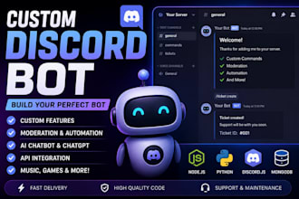 create your professional custom discord bot chatbot javascript python